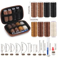 Pasmanteria - TEMU 1 Zestaw do szycia włosów, 8 rolek wytrzymałej nici, 18 igieł T/C/J/I, ręczne akcesoria do szycia peruk, przedłużania włosów, naprawy skóry - miniaturka - grafika 1