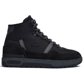Buty sportowe męskie - Buty Lacoste T-Clip Winter Mid Textile and Leather Trainers 744SMA0065-237 - czarne - miniaturka - grafika 1