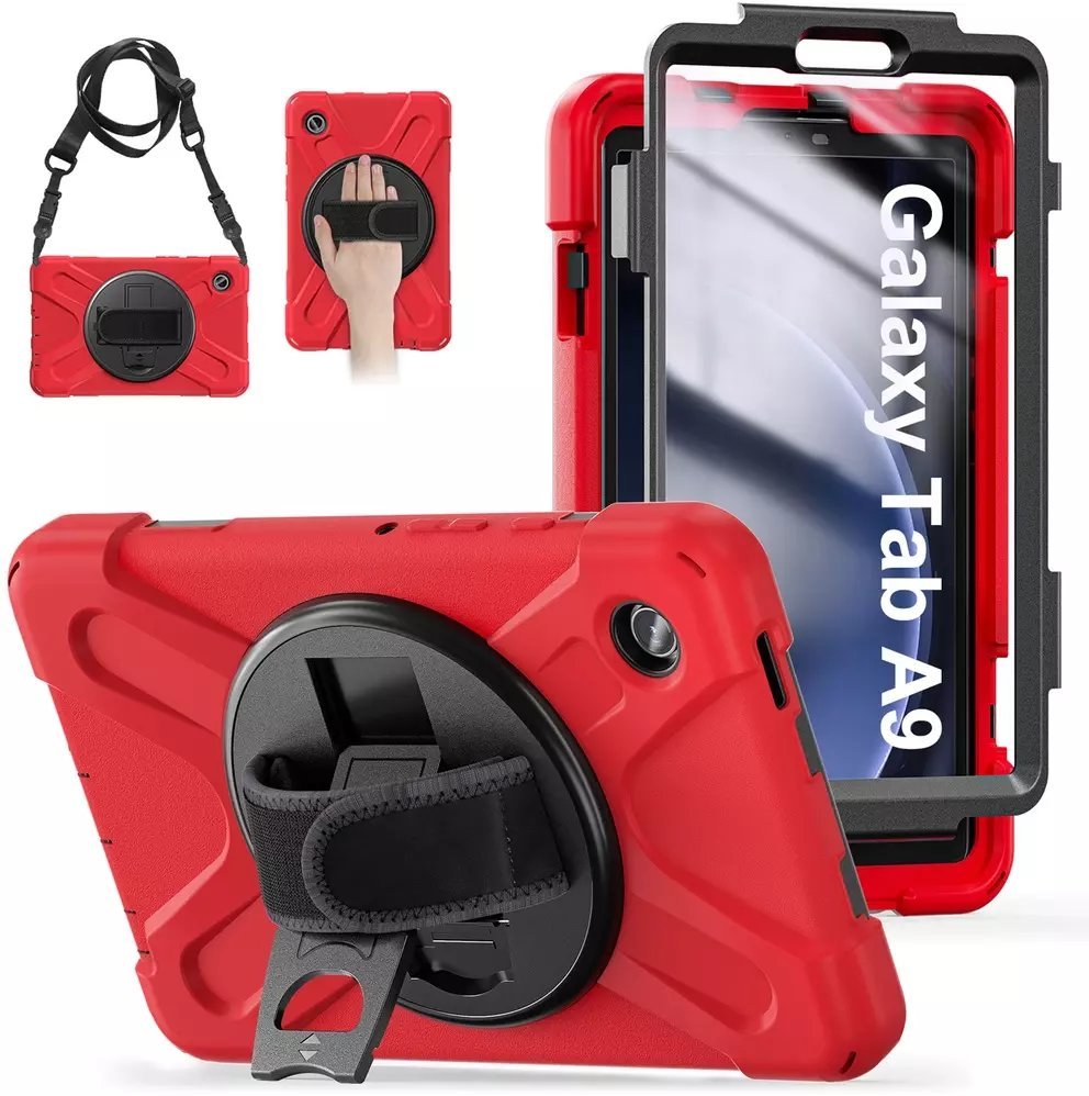 Etui na tablet 4kom.pl Etui pancerne Shockproof do Samsung Galaxy Tab A9 8,7 2023 X110 / X115, czerwone
