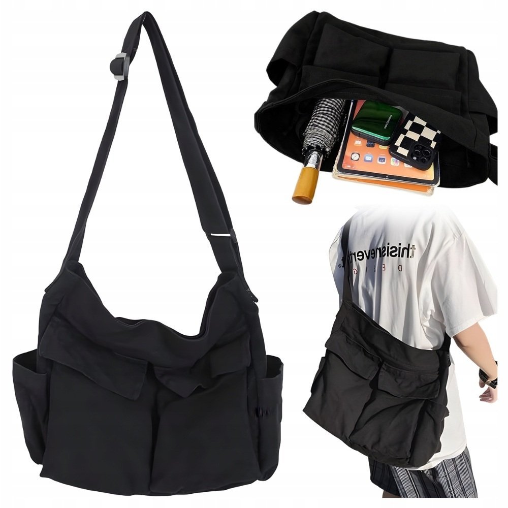 TORBA PŁÓCIENNA NA RAMIĘ VINTAGE MESSENGER BAG DLA KOBIET MĘŻCZYZN UNISEX