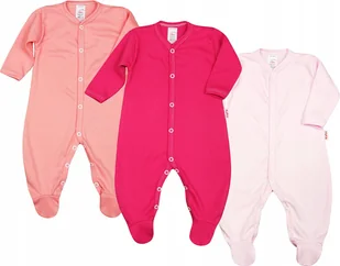 Pajac 3-pak Bawełna ORGANIC GOTS Słodki róż/Amarant/Jasny róż r 56 KLEKLE - Pajacyki dla niemowląt - miniaturka - grafika 1