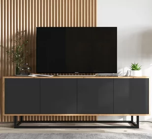 Nowoczesna Szafka RTV Loft Komoda RTV Dąb wotan czarny MAT 150 cm - Szafki RTV - miniaturka - grafika 1