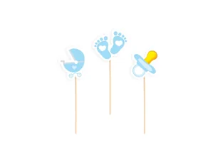 Pikery na Baby Shower niebieskie - 6 szt. - Ciasta i półprodukty do ciast - miniaturka - grafika 1