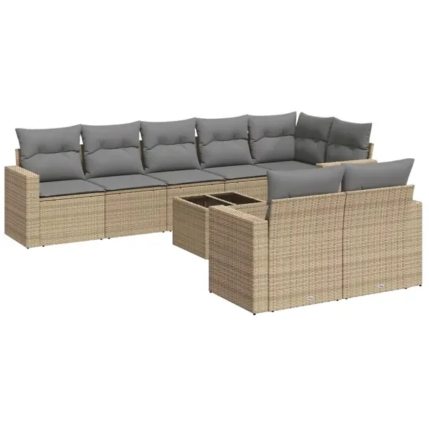 Zestaw mebli ogrodowych modułowych, beżowy, rattan PE, wymiary: 62 x 62 x
