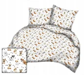 Pościel - pościel bawełna lux 200x200 + 2 poszewka B 307-2 psiaki na białym - miniaturka - grafika 1
