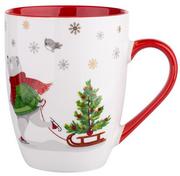 Ozdoby bożonarodzeniowe - Altom, Kubek baryłka christmas bear, 300 ml, czerwony - miniaturka - grafika 1