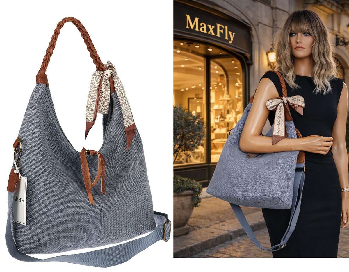 Torebka Damska Worek Shopper Torba na Ramię duża pajemna MA359 Niebieska