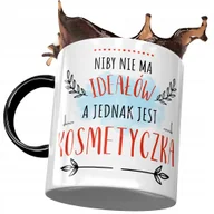 Kubki - Kubek Czarny Dla Kosmetyczki Niby nie ma Ideałów z Nadrukiem ze Zdjęciem + Opakowanie na prezent (wzór 04) - miniaturka - grafika 1