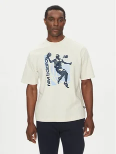 New Balance T-Shirt MT51605 Beżowy Oversize - Koszulki męskie - miniaturka - grafika 1