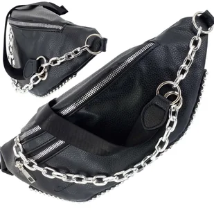 DAMSKA SASZETKA NERKA TOREBKA CROSSBODY BAG NA RAMIĘ TALIE CZARNA - Nerki - miniaturka - grafika 1