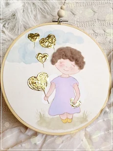 Obrazek z aniołkiem dla dziewczynki, personalizowana pamiątka Chrztu narodzin - Pamiątka Chrztu Świętego - miniaturka - grafika 1