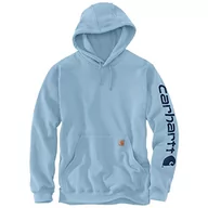 Bluzy męskie - Carhartt Męska bluza z kapturem o luźnym kroju z logo średniej wagi, Moonstone, S - miniaturka - grafika 1