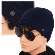 Czapki męskie - CZAPKA męska DOKERKA Jesienna Zimowa GRANATOWA Wygodna Pako Jeans - miniaturka - grafika 1