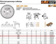 Akcesoria do elektronarzędzi - CMT PIŁY DO CIĘCIA POPRZECZNEGO I WZDŁUŻNEGO Art. 285-291-294 285.040.10M - miniaturka - grafika 1