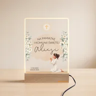 Pamiątka Pierwszej Komunii Świętej - Lampka LED Komunia Dziewczynka Pamiątka z personalizacją Imię + dedykacja - miniaturka - grafika 1