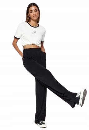 TRENDYOL CZARNE SPODNIE CASUAL PROSTE Z WYSOKIM STANEM S 5AA