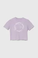 Koszulki dla dziewczynek - Guess t-shirt bawełniany dziecięcy kolor fioletowy - miniaturka - grafika 1