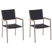 Fotele i krzesła ogrodowe - Beliani Zestaw do ogrodu 2 krzesła rattan stal szlachetna GROSSETO - miniaturka - grafika 1