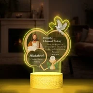 Pamiątka Pierwszej Komunii Świętej - Lampka LED L 3D z nadrukiem na szkle akrylowym dla chłopca na komunię - miniaturka - grafika 1