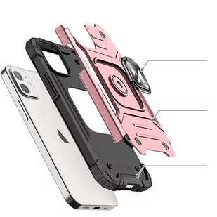 Wozinsky Ring Armor pancerne hybrydowe etui pokrowiec + magnetyczny uchwyt iPhone 12 mini różowy - Etui i futerały do telefonów - miniaturka - grafika 4