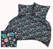 Pościel - pościel bawełna deLUX 200x200 + 2 poszewki B 265-4 folk granat - miniaturka - grafika 1