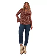 Koszulki i topy damskie - Joe Browns Damski top Autunnal Floral Pring z długim rękawem i zamkiem błyskawicznym, czerwony, 10, jagoda, 36 - miniaturka - grafika 1