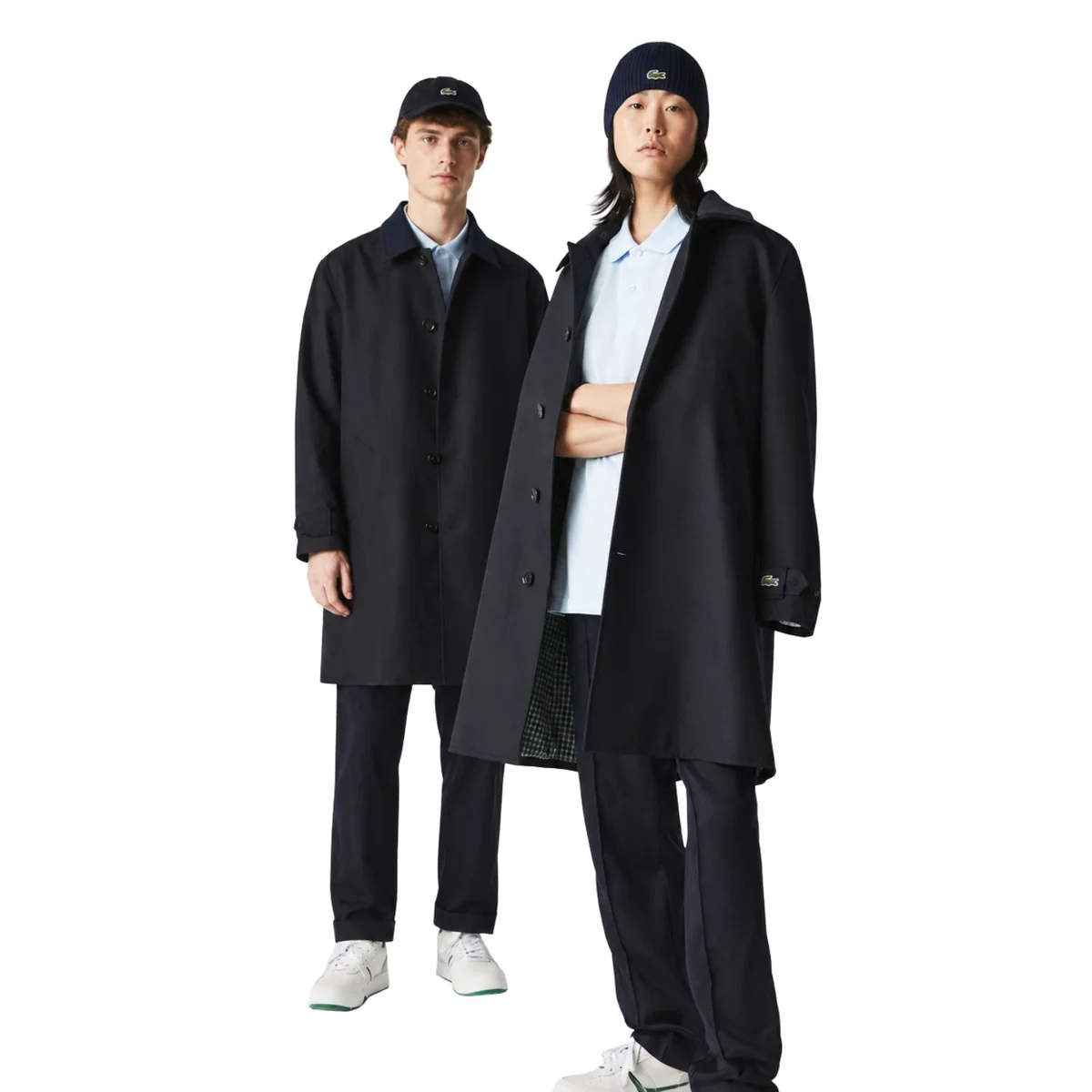 Płaszcz unisex Lacoste Wool Blend Straight Fit klasyczny prosty granatowyr. S