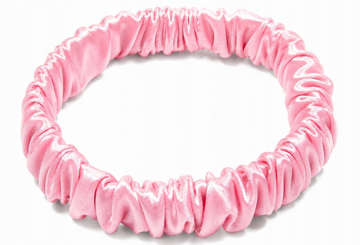Jedwabna gumka do włosów scrunchie mulberry 6A różowa XS cienka premium 1cm