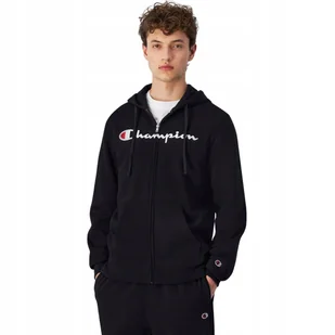 Bluza męska Champion Full Zip Hoodie czarna 220255 KK001 S - Bluzy męskie - miniaturka - grafika 1