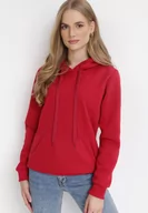 Bluzy damskie - Bordowa Bluza z Kapturem Kasseia - miniaturka - grafika 1