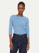 Bluzki damskie - Tommy Hilfiger Bluzka New Cody WW0WW40589 Niebieski Slim Fit - miniaturka - grafika 1