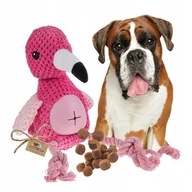 Zabawki dla psów - Zabawka dla psa WĘCHOWA EDUKACYJNA na smaczki maskotka sznur 3w1 FLAMING - miniaturka - grafika 1