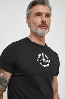 Koszulki męskie - Tommy Hilfiger t-shirt bawełniany męski kolor czarny z nadrukiem - grafika 1