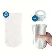 Inne - TEMU 20 szt. Jednorazowych Ochraniaczy na Łapy Psa, Wodoodporne Buty z Nieplecionego Materiału z Opaską - Niebieskie i Białe, Idealne do Użytku - miniaturka - grafika 1