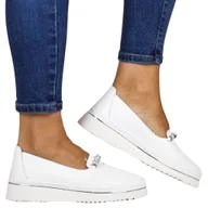 Półbuty damskie - DAMSKIE PÓŁBUTY SKÓRZANE Z CYRKONIAMI FILIPPO 6999 BIAŁE - miniaturka - grafika 1