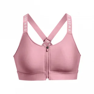 Biustonosz treningowy UNDER ARMOUR UA Infinity High Bra Zip - różowy - Biustonosze - miniaturka - grafika 1