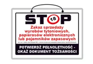 Tablice BHP - Tablica laminowana A4 - STOP zakaz sprzedaży wyr. tyt. (z ust.) - miniaturka - grafika 1