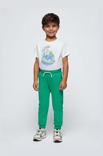 Spodnie i spodenki dla chłopców - Mayoral spodnie dresowe dziecięce kolor zielony gładkie - grafika 1