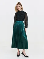 Spódnice - Plisowana spódnica midi z połyskującej tkaniny - miniaturka - grafika 1