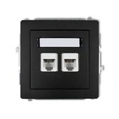 Gniazdka elektryczne - podwójne gniazdo telefoniczne RJ11 czarne matowe 12DGT-2 DECO KARLIK - miniaturka - grafika 1
