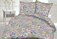 Pościel - Pościel z kory 180x200 wzór kwiaty na szarym tle - miniaturka - grafika 1