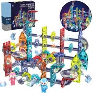 Klocki - KLOCKI MAGNETYCZNE DUŻE EUKACYJNE KONSTRUKCYJNE ŚWIECĄCE TOR KULKOWY 176 el. - miniaturka - grafika 1