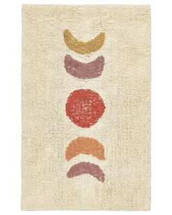 BELIANI Dywanik łazienkowy beżowy bawełniany 50 x 80 cm prostokątny kształtReplika acyjny wzór mata łazienkowa nowoczesny design - Dywaniki łazienkowe - miniaturka - grafika 1