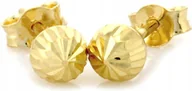 Kolczyki - Złote kolczyki 585 diamentowane kulki sztyft 5mm wkrętki kuleczki - miniaturka - grafika 1