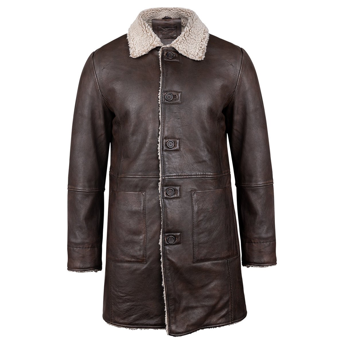 płaszcz skórzany MMGRISZ ANTIQUE BROWN-S