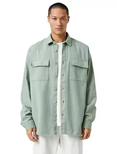 Koton Męska kurtka Basic Classic Neck Buttoned Pocket Detailed Shirt, Zielony (750), L - Kurtki męskie - miniaturka - grafika 1