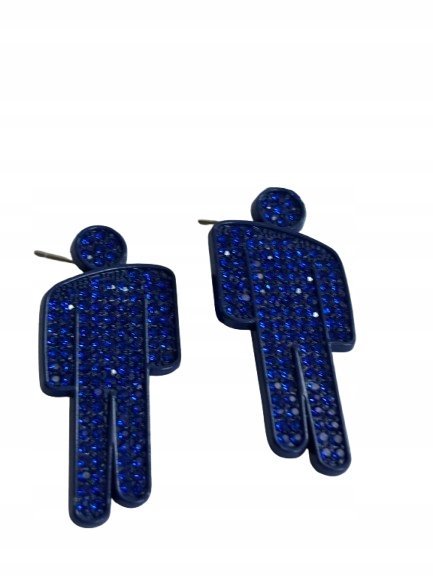 Kolczyki Billie Eilish z Diamencikami Kryształkami Granatowe Muzyka Prezent