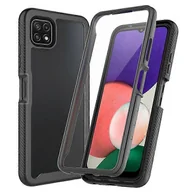 Etui i futerały do telefonów - Kompatybilny z Samsung Galaxy A22 5G (wersja UE) Etui na telefon 3 w 1 z pełnym pokryciem PC + hybrydowy pokrowiec TPU z osłoną ekranu PET Czarny - miniaturka - grafika 1