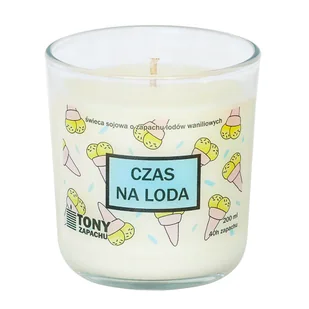 Naturalna świeca sojowa Czas na Loda o zapachu wyrazistej wanilii, w szklanym naczyniu, idealna jako podarunek, prezent dla przyjaciół, mamy, taty, - Świece - miniaturka - grafika 1