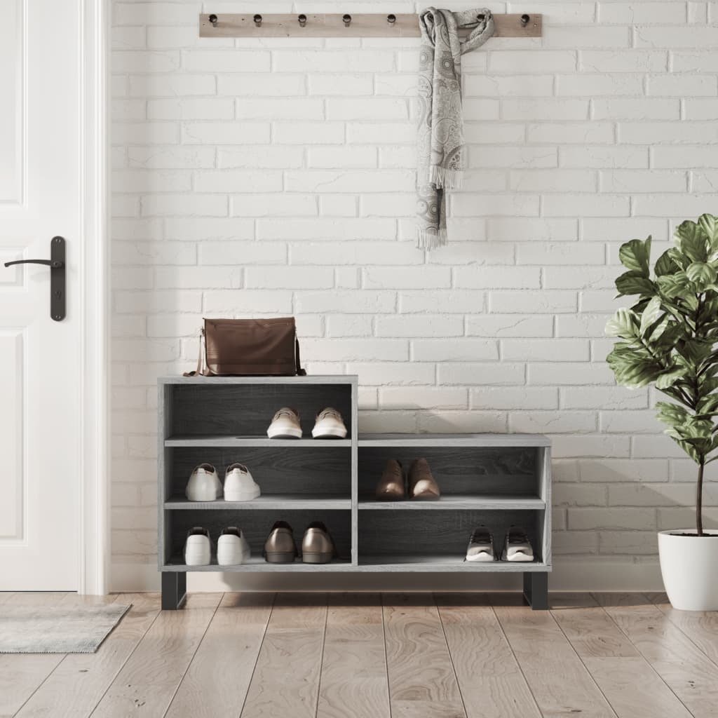 Stojak na buty szary Sonoma 102x36x60 cm materiał drewnopochodny